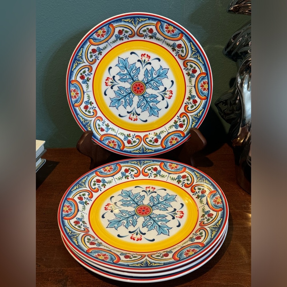 Set of 4 Euro Ceramica Zanzibar 8 1/2 Inch Salad Plates